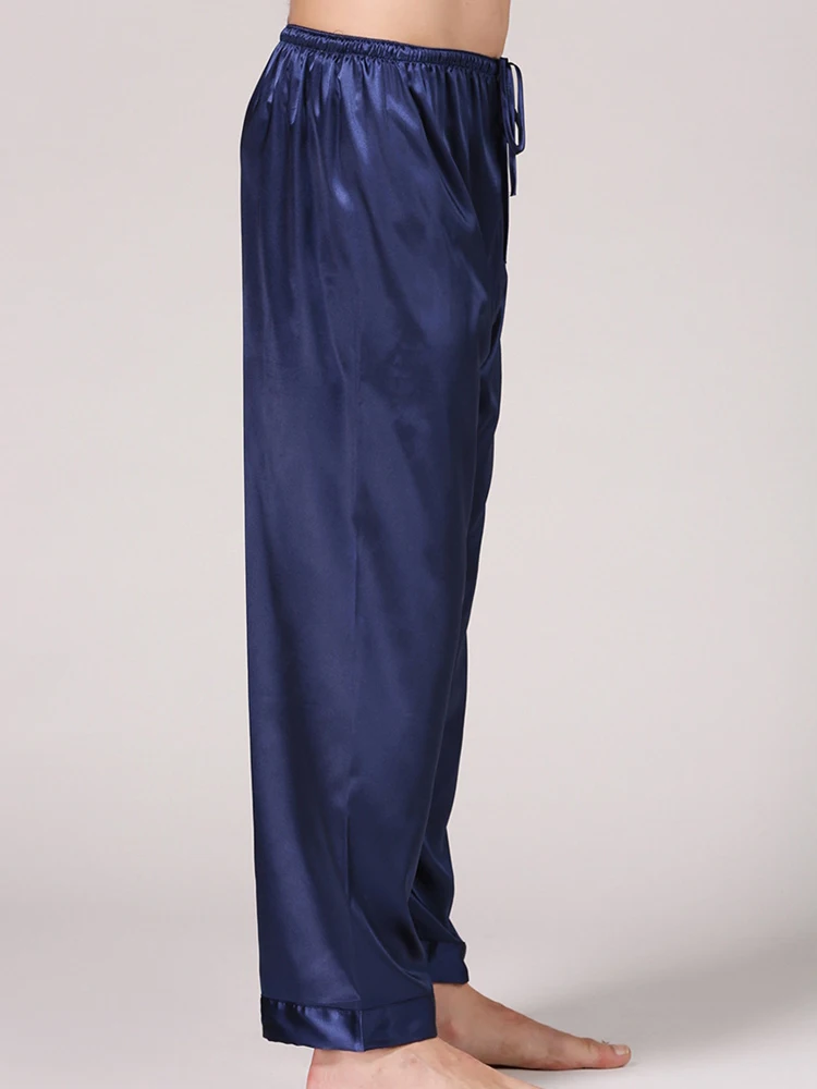 Lounge Men's Satin Silk Pajamas Long Summer Sleepwear Pants Soft Underwear Sexy Nightwear Underpants pyjama homme