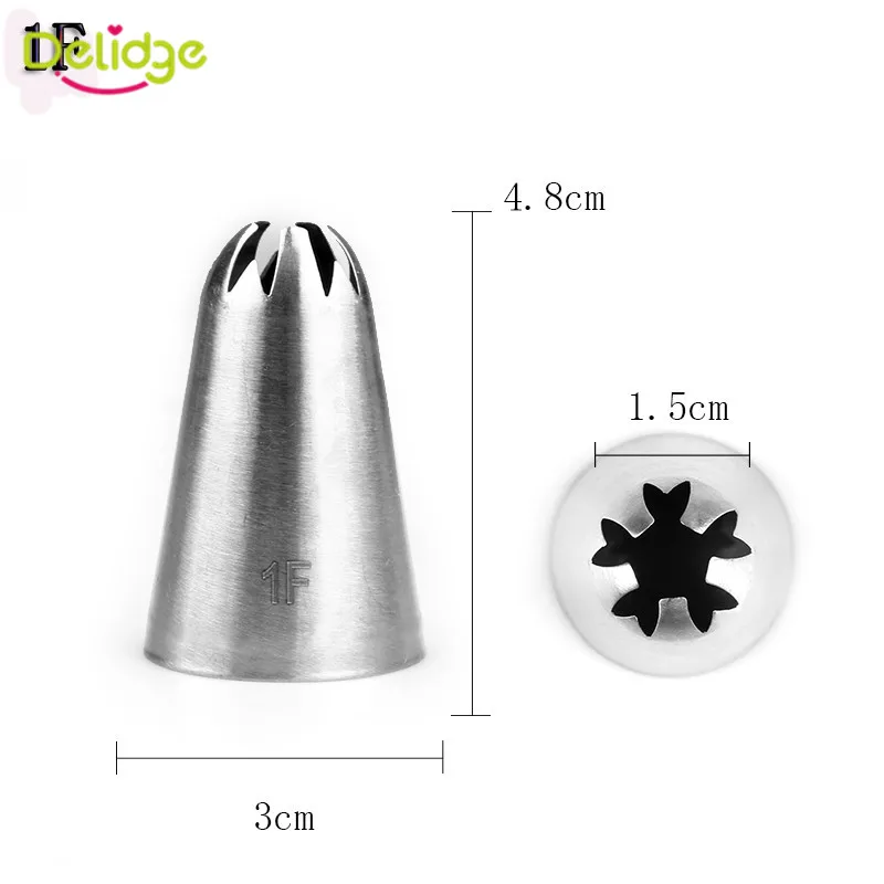 Delidge 12 Формы для выпечки, насадка из нержавеющей стали, насадка для обледенения, насадка для крема, клюва, слоеного крема, инжектор, инструмент для украшения торта - Цвет: 1F