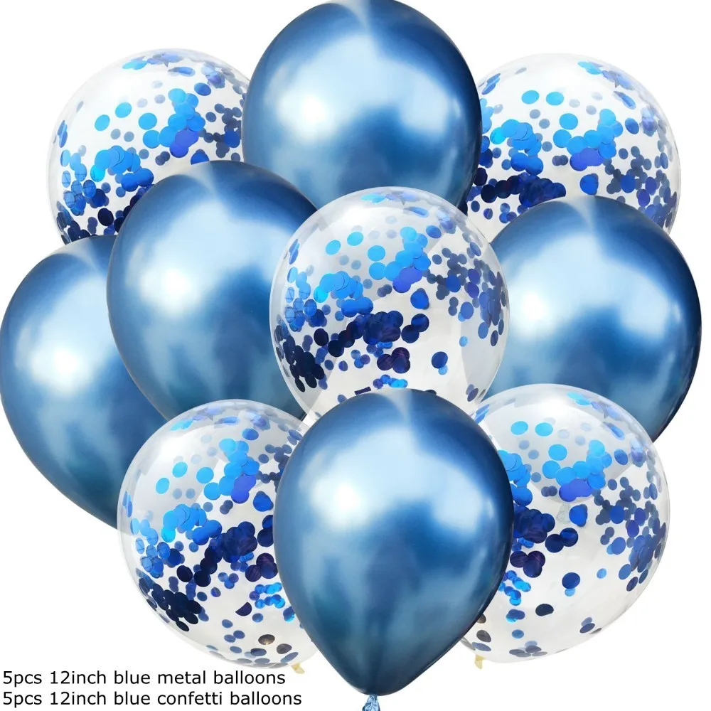 M-5blue 5con 10 шт 12 дюймов прозрачные конфетти латексные шары воздушный шар на день рождения Звездные гирлянды воздушные шары с конфетти на день рождения Свадебные украшения - Цвет: M-5blue 5con
