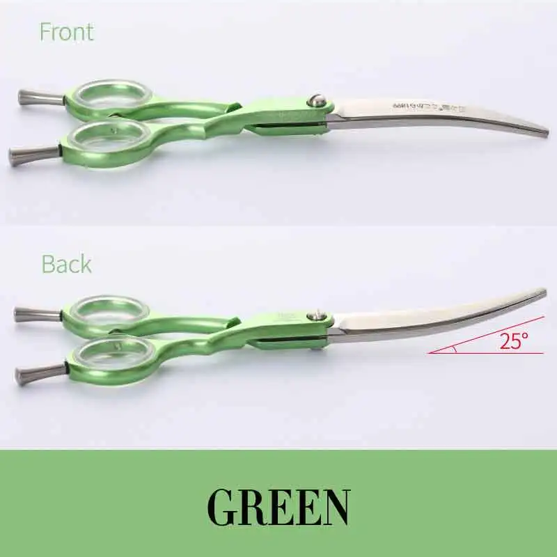 Fenice Professional Pets Grooming Scissors 6.0 inch Aluminum Handle Dog/Cat Hair Cutting Curved Shear - Цвет: Green