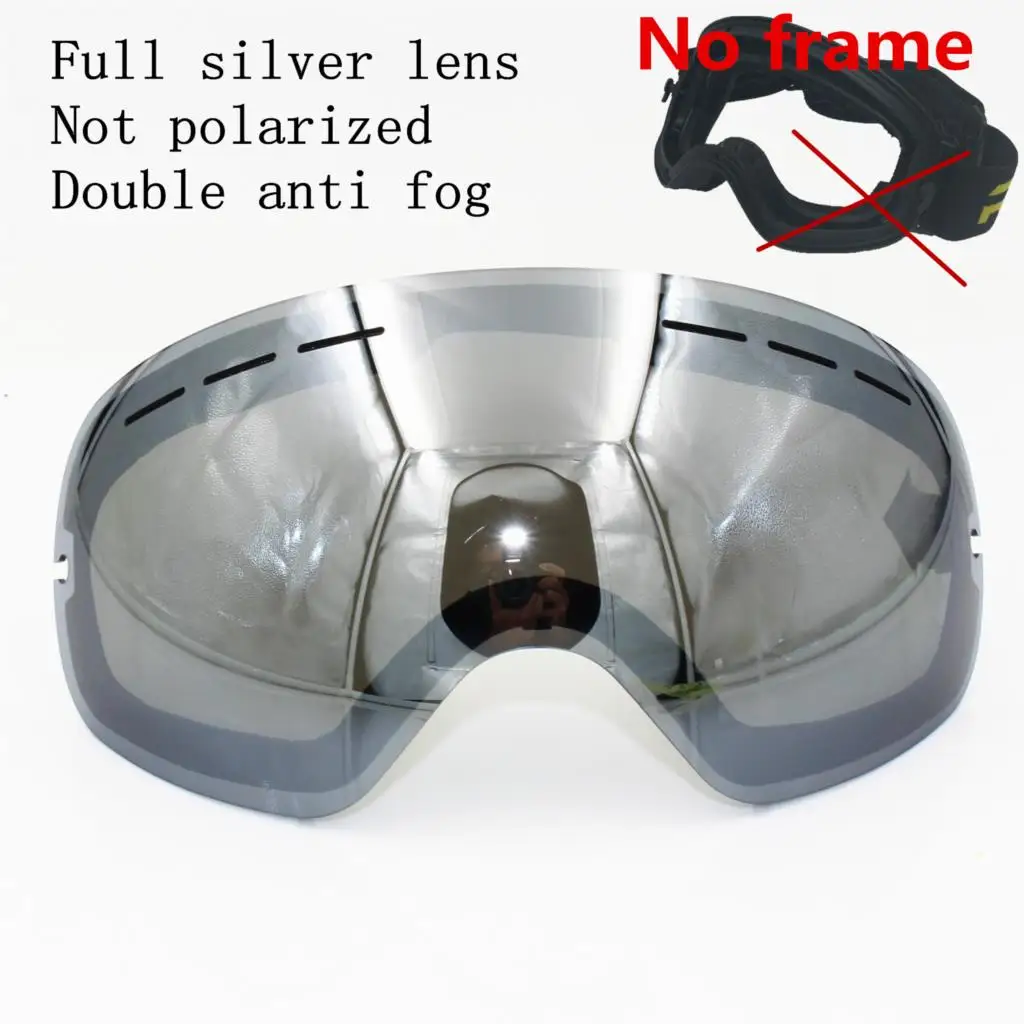 silver lens(Noframe Брендовые лыжные очки, двухслойные, UV400, анти-туман, большая Лыжная маска, очки для катания на лыжах, для мужчин и женщин, для снега, сноуборда, поляризационные линзы - Цвет: silver lens(Noframe
