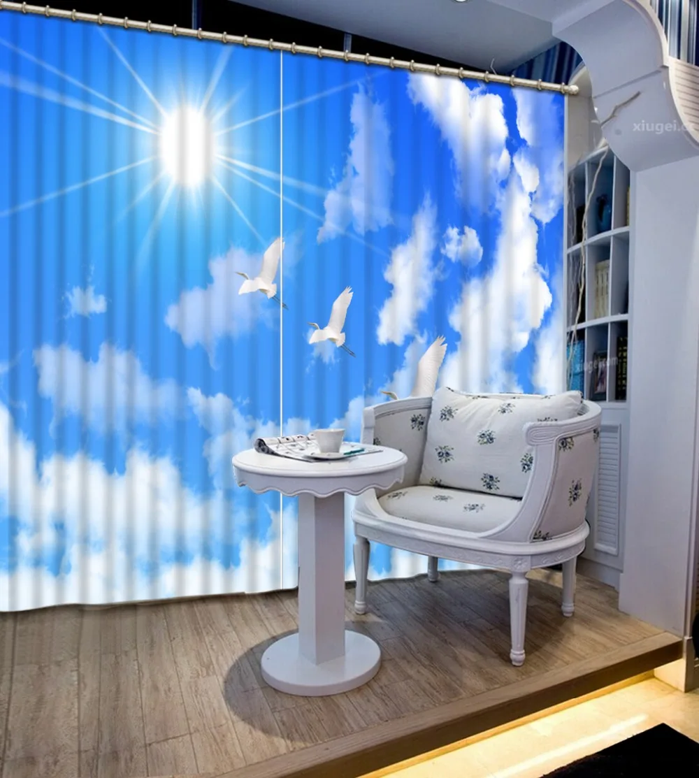 

Best Curtains For Living Room Sun Blue Sky White Clouds Sunshine 3d Beautiful Window Curtains Drapery Window