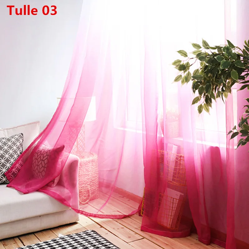Tulle 03 Желтая занавеска для гостиной, градиентная Однотонная синяя занавеска на окно, для спальни, Тюлевая занавеска, драпировка, отвесная ткань, для кухни, T& 185#30 - Цвет: Tulle 03