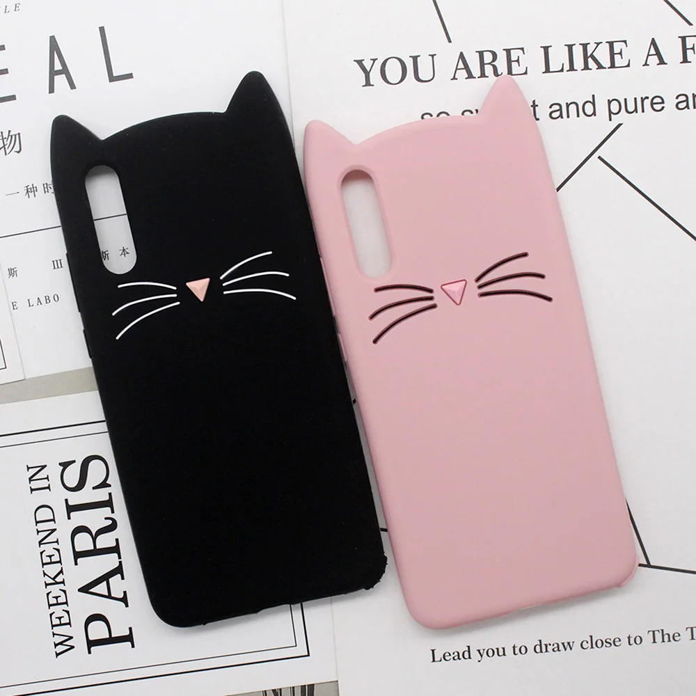 Original Fashion 3D Cute Silicon For Huawei P20 Lite Case Cover Beard Cat Cases P8 P9 lite 2017 Y7 Prime P10 Pro |