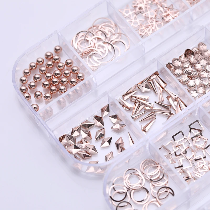 Гвоздики для ногтей из розового золота с плоской подошвой заклепки сплав звезда