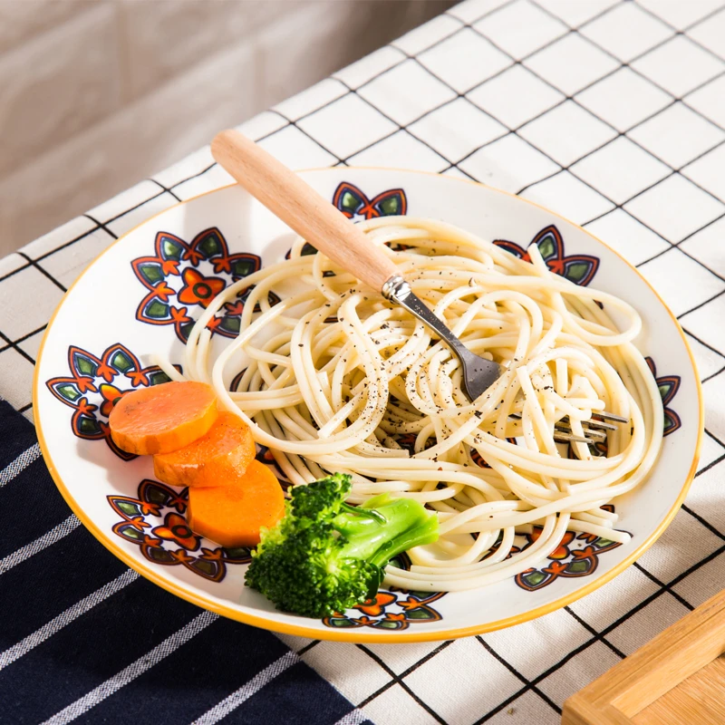 Керамические обеденные тарелки Круглые 8 дюймов под глазурованными тарелками