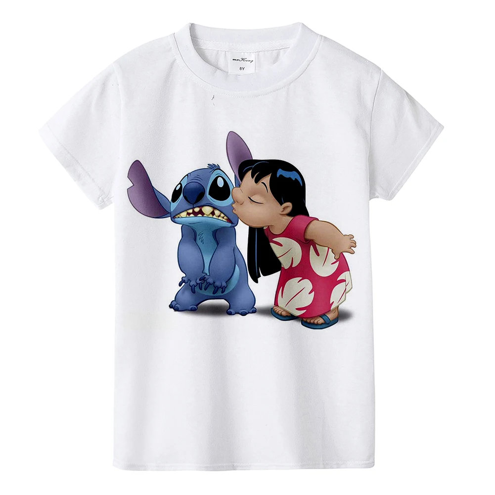 Lilo& Stitch/детская футболка Универсальная футболка для мальчиков и девочек с принтом аниме Повседневный детский хлопковый топ - Цвет: 06
