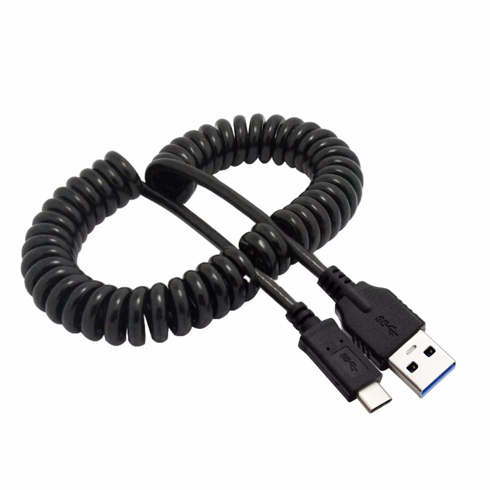 

USB 3.1 Type C USB-C Cable USB 3.0 A Male Data Stretch Charged Cable for Tablet Mobile Phone Laptop Hard Disk Drive 100cm Black