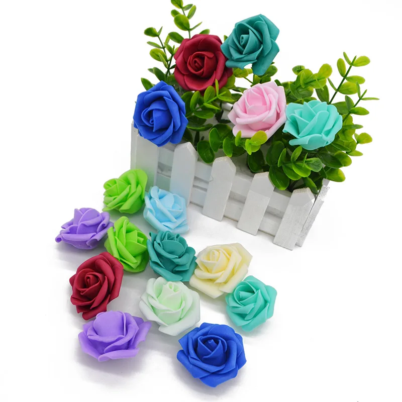 20 шт. 4 см многоцветные искусственные обжимные головки розы из пенополиэтилена
