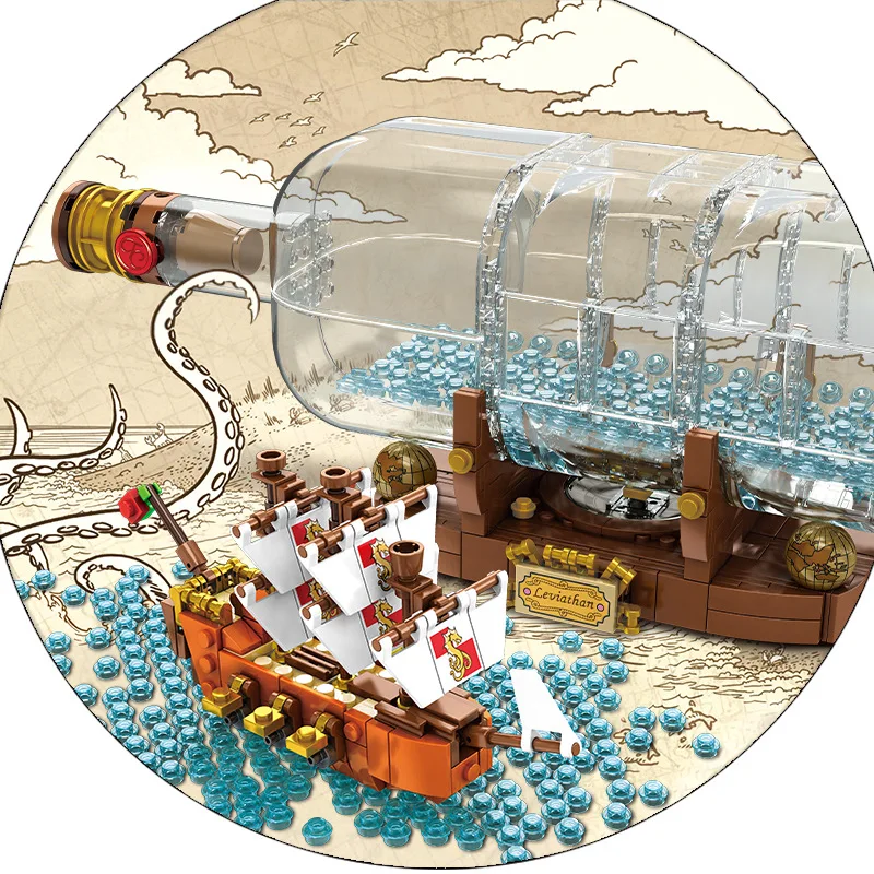 Корабельная лодка NewIDEAS в бутылке модель 2019 года конструкторы Playmobil из 1080 штук