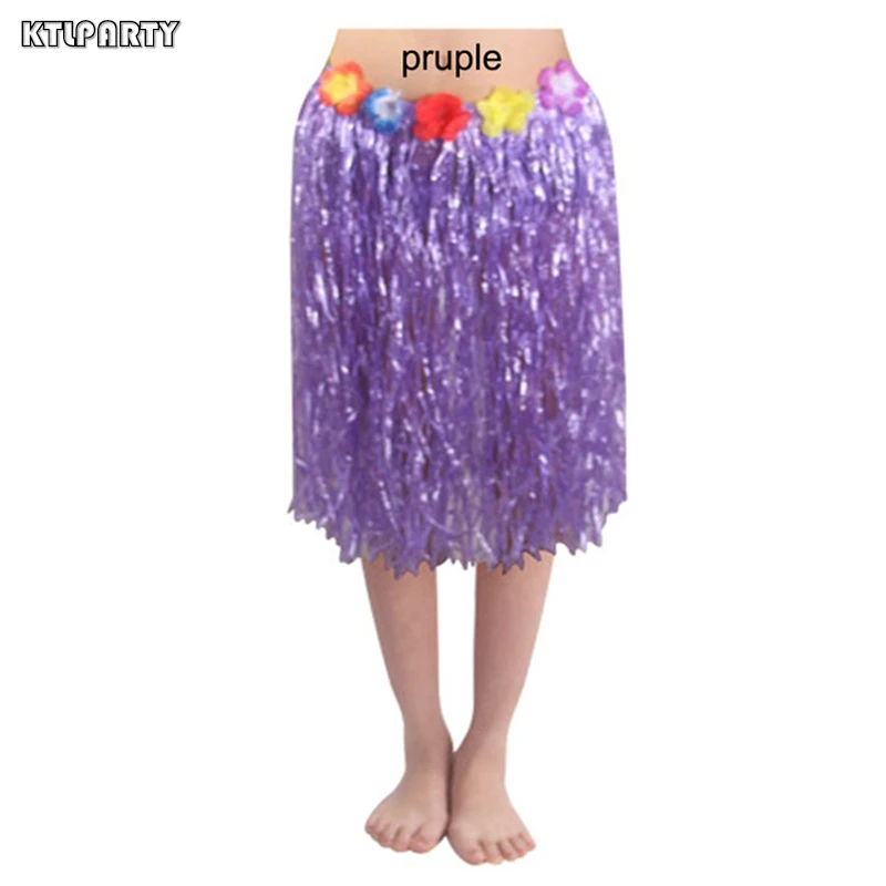 purple 30/40/60/80 см Пластик волокон для девушки и женщины, Женская Гавайская Юбка Хула хула травяной костюм с юбкой с цветочным рисунком танец хула платье Вечерние Гаваи пляж - Цвет: purple