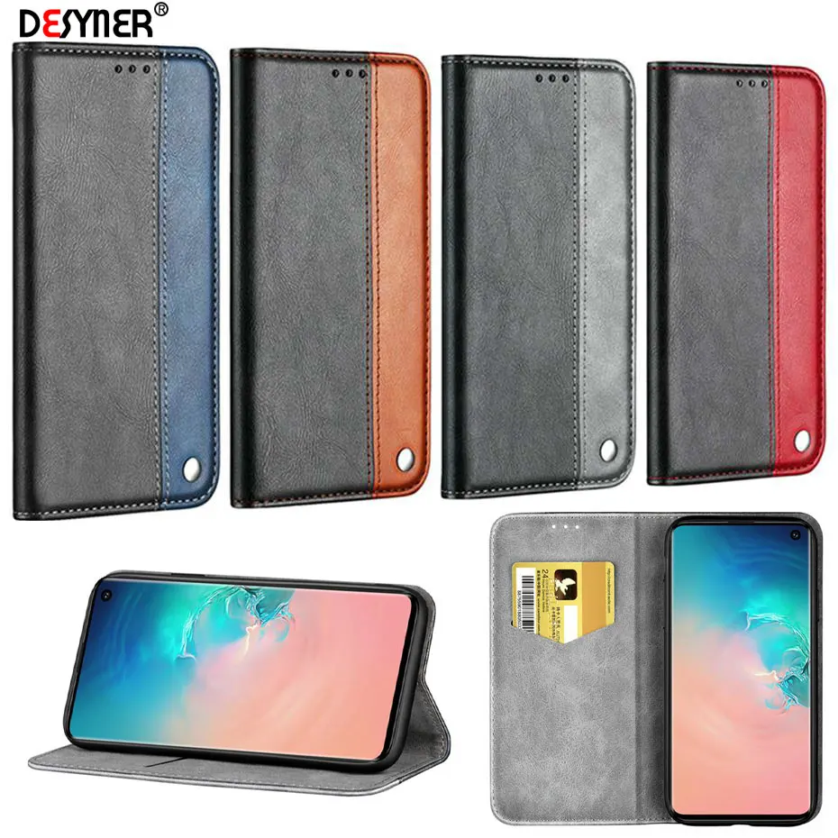 Кожаный чехол-книжка с бумажником для Samsung Galaxy S6 S7 S8 S9 S10 E A10 A20 A30 A40 A50 A70 M10 M20 M30 J4 J6 A5