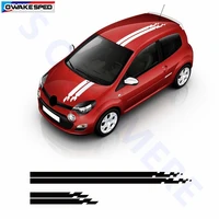 racing styling sport stripes car hood roof sticker auto body decor vinyl decal for renault twingo clio exterior accessories