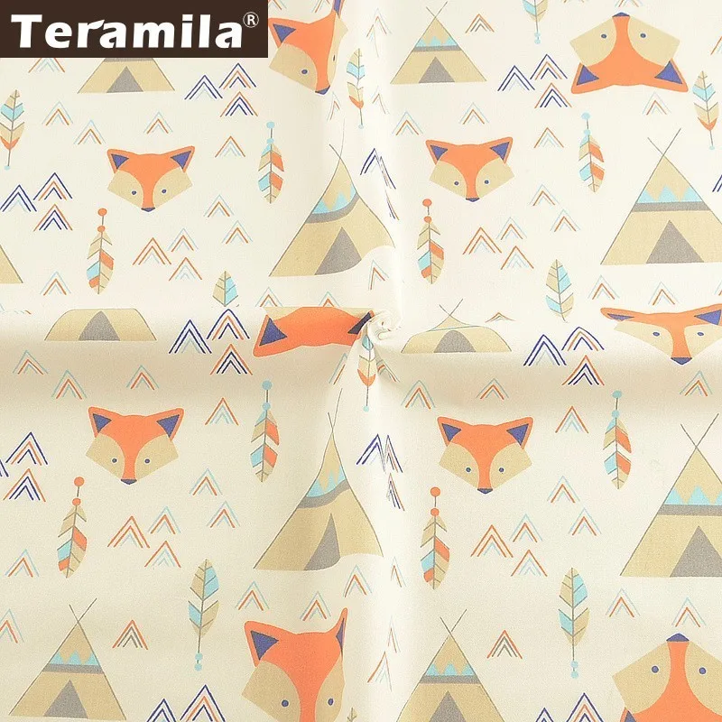 Хлопок teramila ткань лиса мультфильм дизайн Tecido Tela постельные принадлежности DIY лоскутное шитье детская ткань швейный домашний текстиль Скрапбукинг