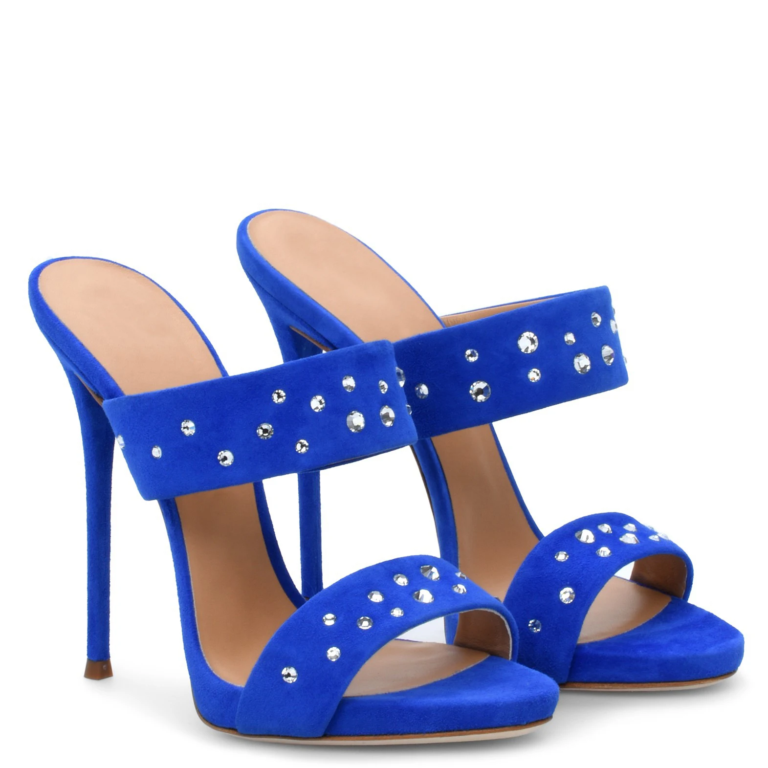 Blue Туфли без задника на высоком каблуке; женские слипоны; сезон весна; женская обувь; шлепанцы; сандалии с кристаллами; искусственная замша; повседневная обувь; цвет синий, желтый, бежевый - Цвет: Blue