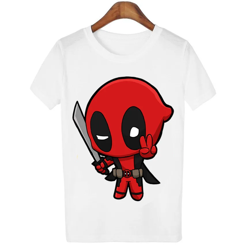 Новые модные женские туфли футболка белые футболки Человек-паук и Дэдпул принт