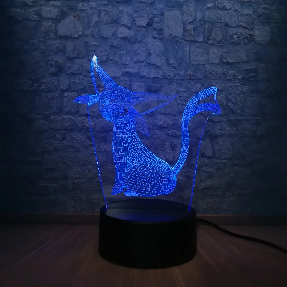 3D визуальная Таблица лампа игра Покемон го фигурка роль Пикачу Дженни Черепаха 7 цветов Изменение ночник домашний декор ребенок Рождественский подарок игрушка