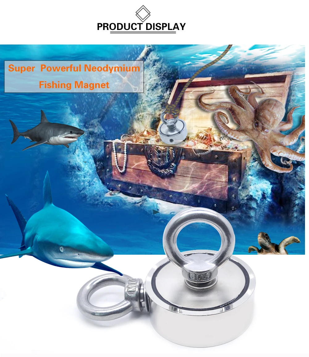 Супер мощный неодимовый рыболовный магнитный крючок с кольцом Deep See Salvage 48 мм 60 мм 67 мм 75 мм магнитный рыболовный Держатель Выдвижной монтажный горшок