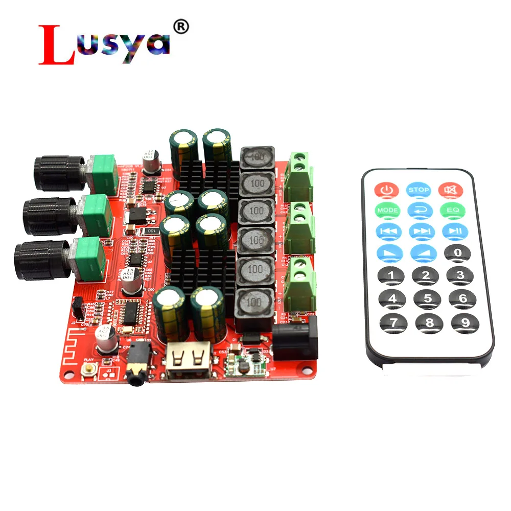 TPA3116 2,1 2x50 Вт+ 100 4,2 Bluetooth цифровой сабвуфер FM USB усилитель мощности платы Hi-Fi+ пульт дистанционного управления T0694