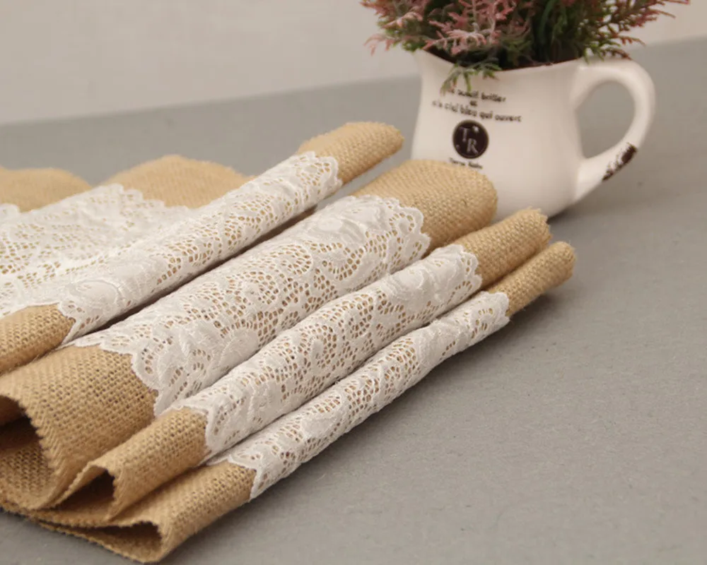 Style 4 30x180 cm Натуральная Мешковина настольный бегун джутовый льняной кружевной ткани для столовой ресторанные принадлежности для стола домашний декор - Цвет: Style 4 30x180 cm