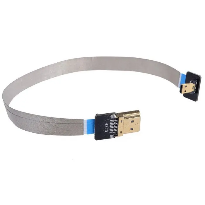 

Chenyang 90 Degree Down Angled FPV Micro HDMI-compatible Male to HDMI-compatible Male FPC Flat Cable 20cm for Multicopter Aerial