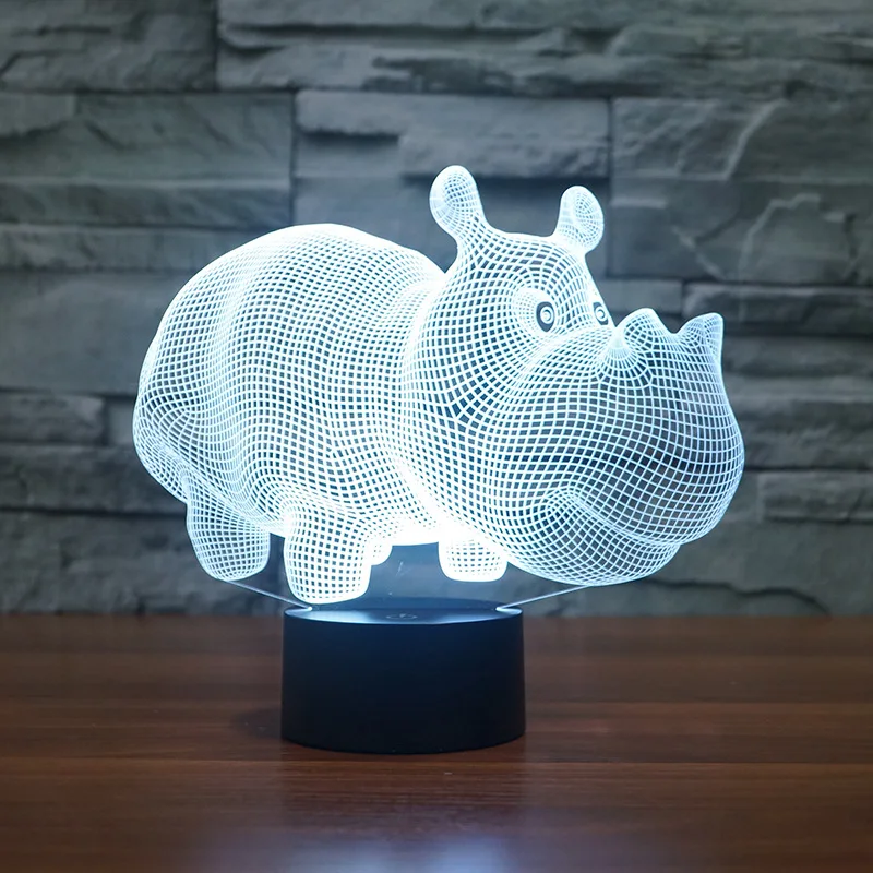 3d лампа в виде Бегемотика светодиодный светильник с сенсорным Usb экраном для