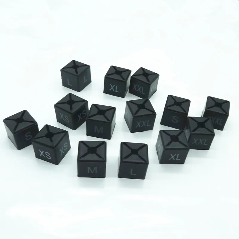 

100 PCS Plastic Size Markers for Hangers Black Size Divider Pre-printed XXS 5XL