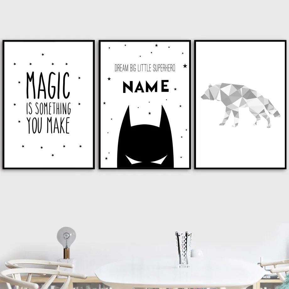 Геометрический медведь волк художественная стена с цитатой Холст Картина