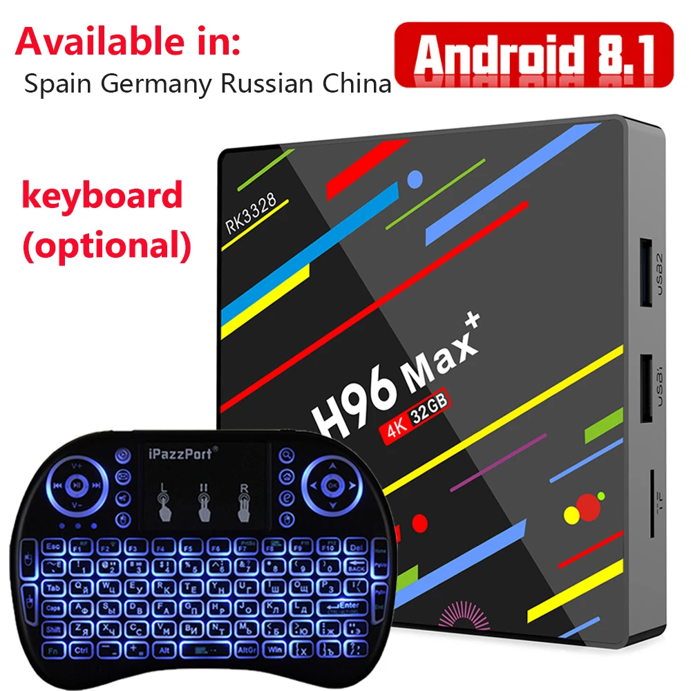 ТВ приставка H96 MAX + RK3328 Android 8 1 4 Гб ОЗУ 32 64 ПЗУ 2 4G WiFi 100 Мбит/с HDMI 4K медиаплеер H.265 Smart