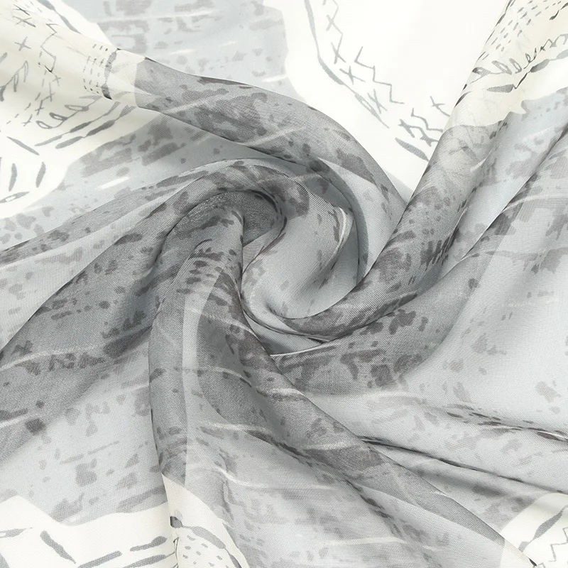 Новый модный шифоновый шелковый шарф с принтом черепа женское летнее длинное