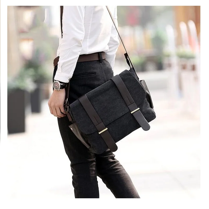 

2019 New Fashion Men's Canvas Crossbody Bags Casual Travel Bags Men Messenger Shoulder Laptop Bag Tote Briefcase CH01-C