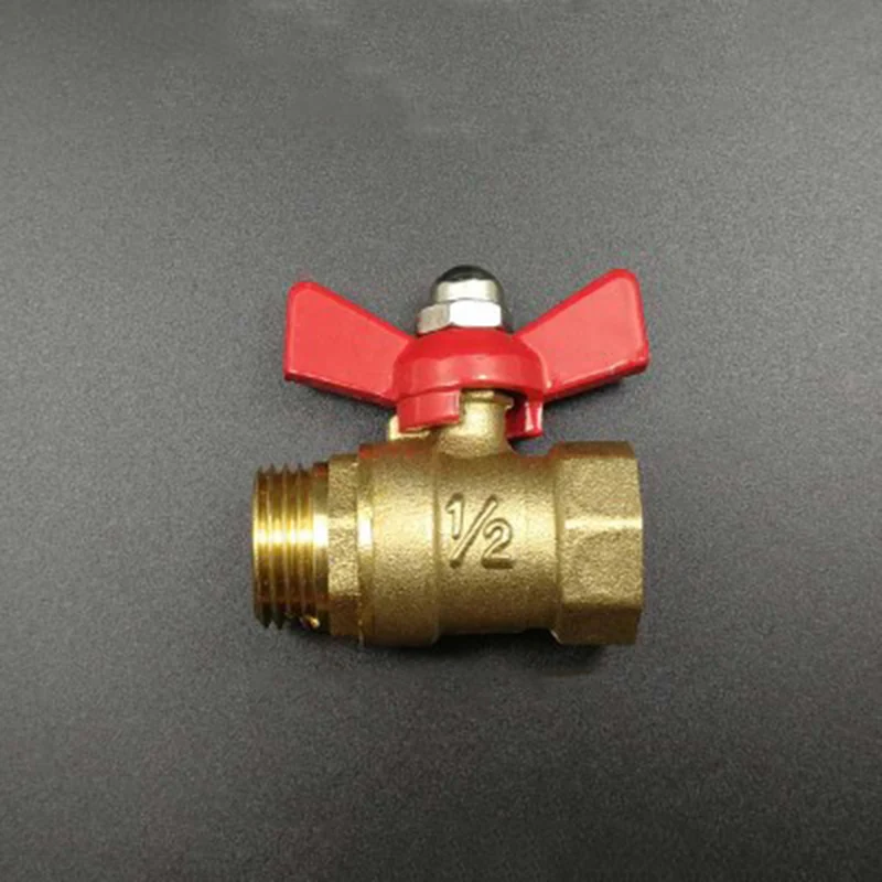 Латунный двухсторонний запорный шаровой клапан с ручкой бабочкой 1/2 дюйма гнездо