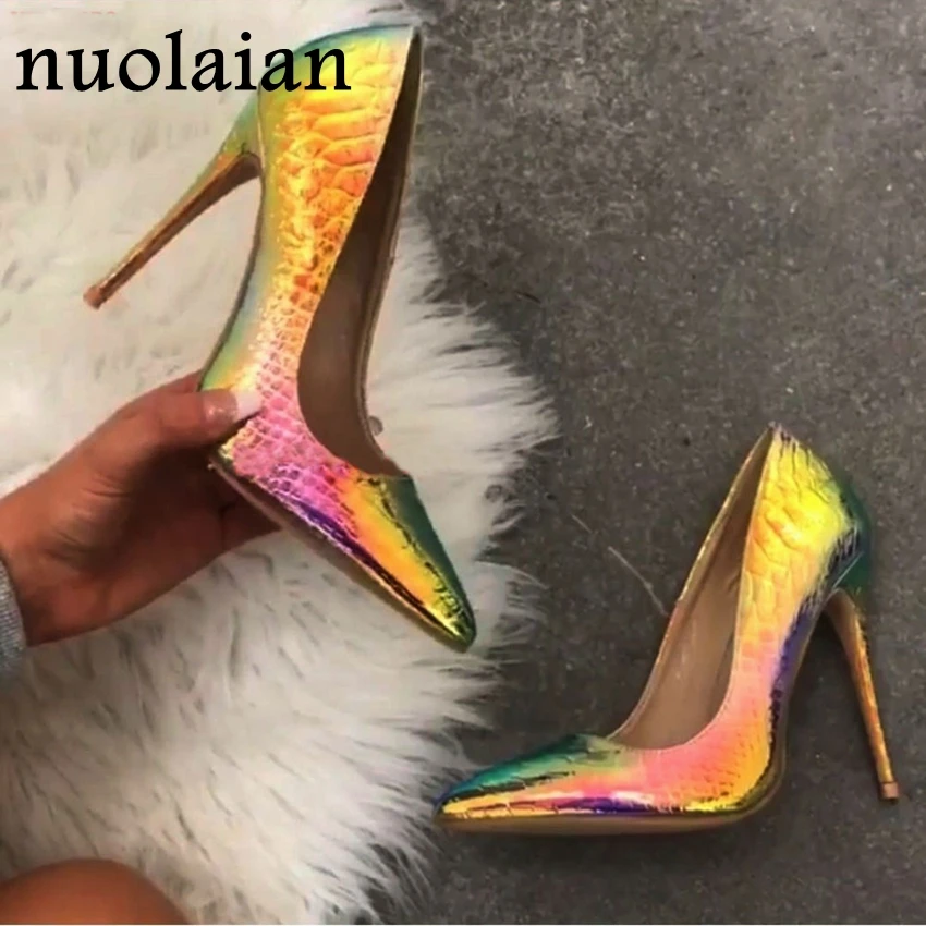 Женские туфли из лакированной кожи со змеиным узором вечерние свадебные лодочки