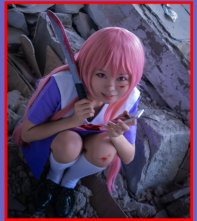 Аниме дневник будущего гасаи платье Yuno с париком косплей костюм Mirai Nikki школьная