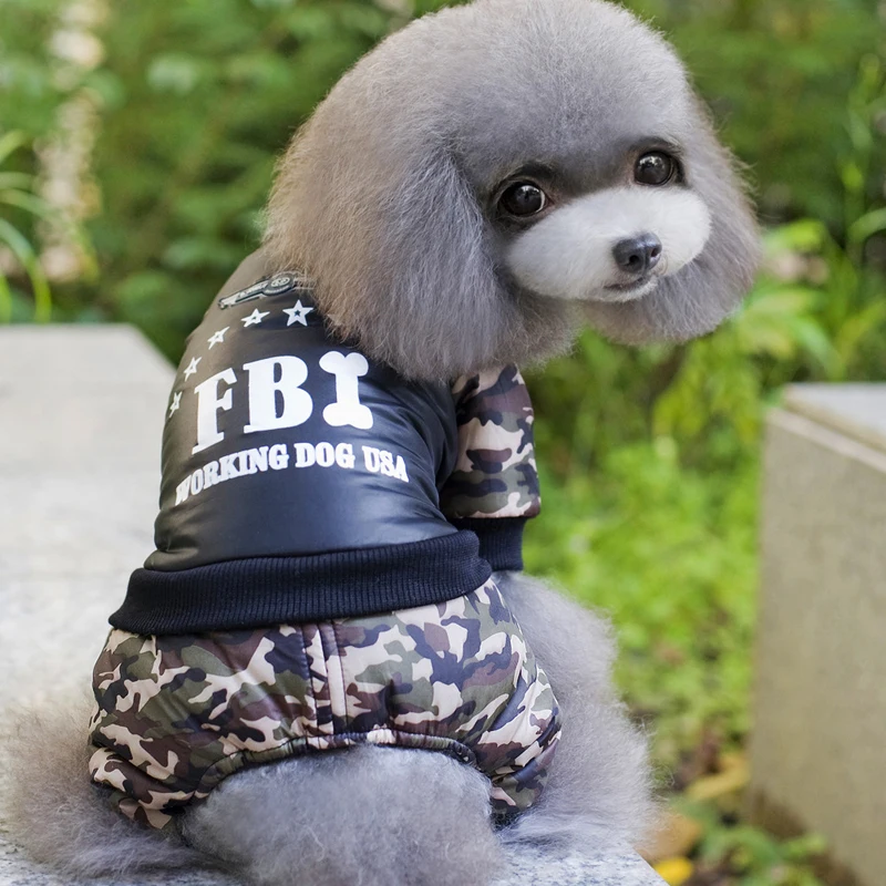 Камуфляжный комбинезон для собак FBI теплые осенне-зимние костюмы щенков и кошек