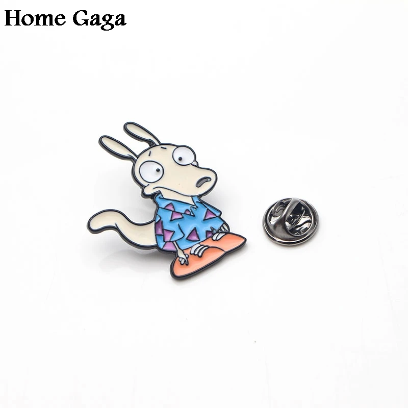 Homegaga Rocko современная жизнь рок-Цинковый галстук мультфильм булавки броши для рюкзака, одежды для мужчин и женщин шляпа Декоративные значки медаль D1328