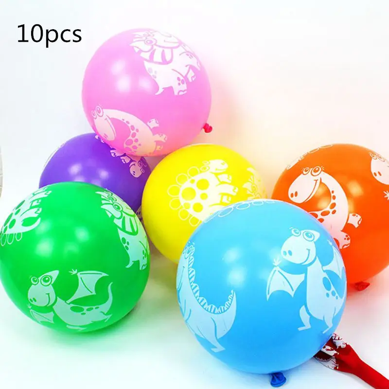 Latex Balloons 10pcs Принадлежности для тематической вечеринки в виде динозавра, 1 шт., милые вечерние украшения в виде динозавра на день рождения, одноразовые скатерти для стола - Цвет: Latex Balloons 10pcs