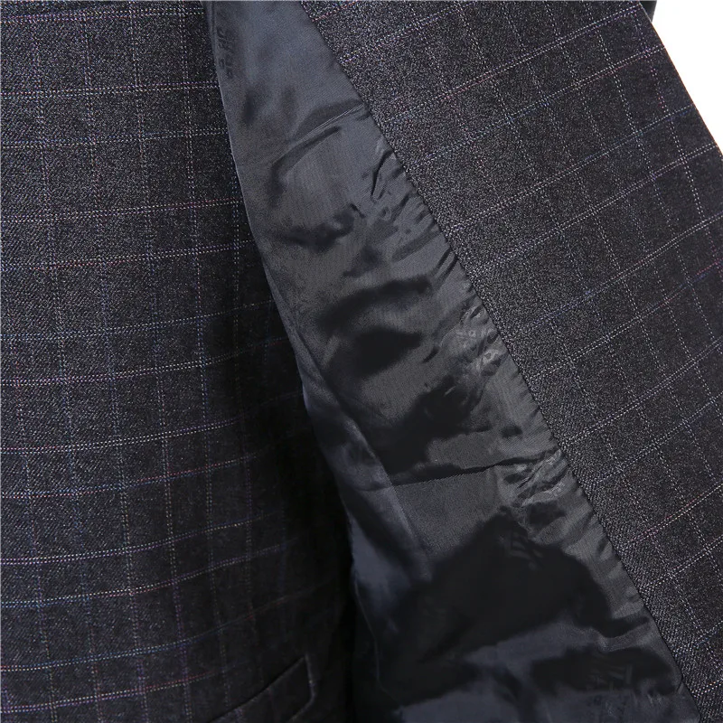 Новый деловой мужской пиджак повседневный с двумя пуговицами и клетчатым узором