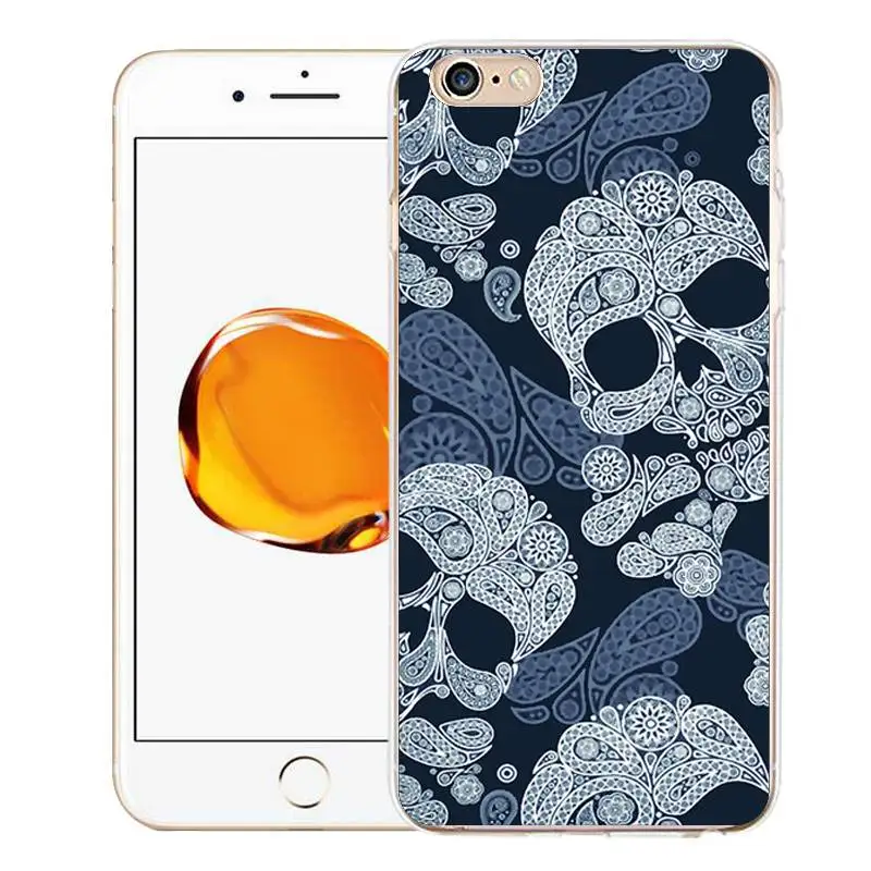 Qmswei ТПУ Ясно Телефон чехол для iPhone 6 6S 7 8 Plus x милые мягкие Череп Окрашенные