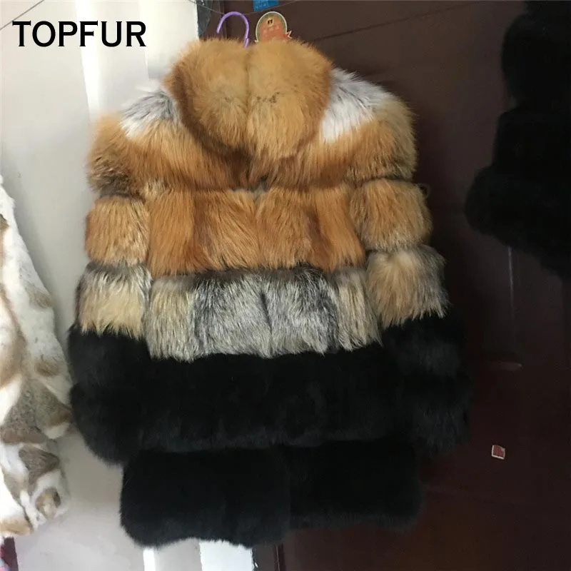 TOPFUR 2018 новый дизайн женское популярное пальто из лисьего меха хит продаж 80 см