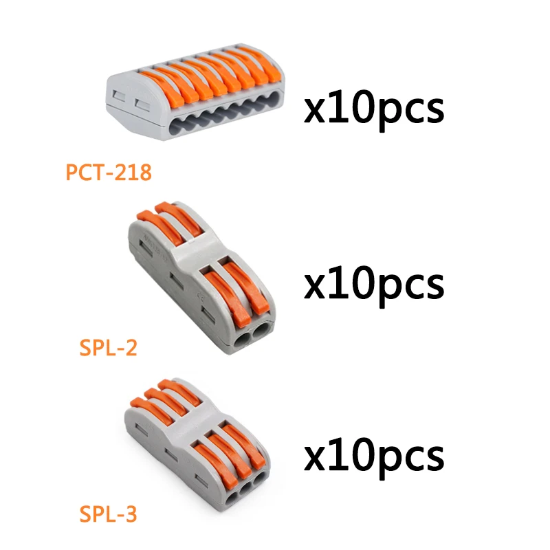 218 SPL-2 SPL-3 30 шт./лот) три разъема для каждого 10 шт., 221 222 Мини Быстрый провод разъемы, вставной клеммный блок - Цвет: 218 SPL-2 SPL-3