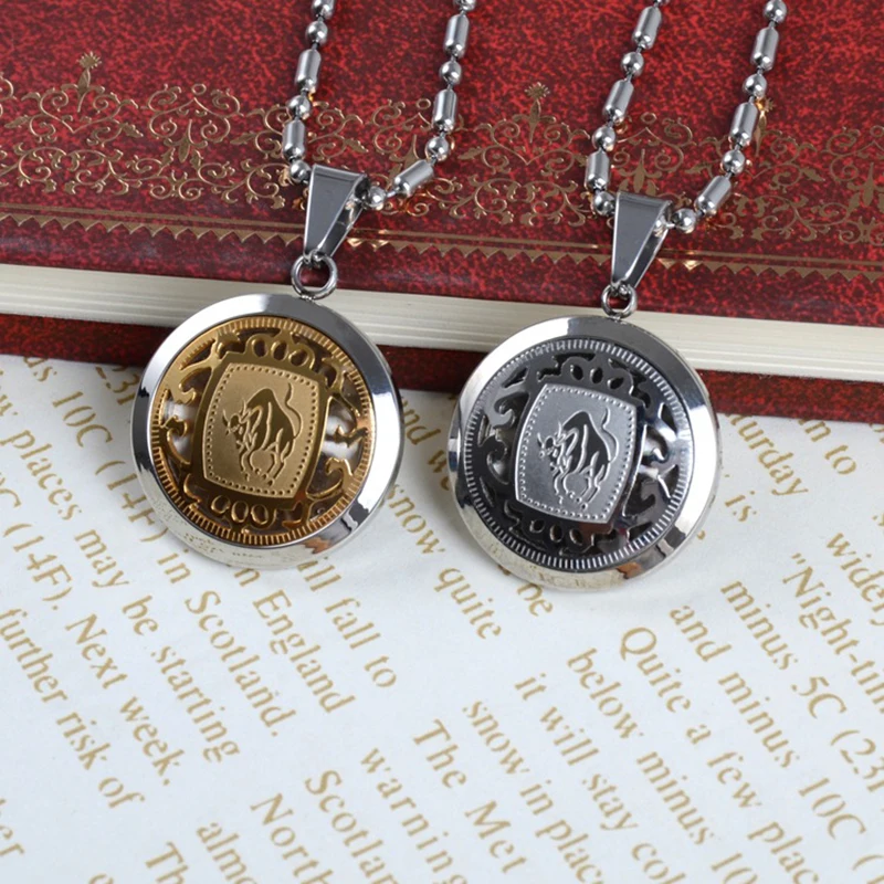 Мужские украшения ожерелье с подвеской зодиака из нержавеющей стали золотой