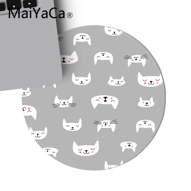 MaiYaCa прекрасный черно белый Кот DIY дизайн игровой с узором круглый коврик для мыши