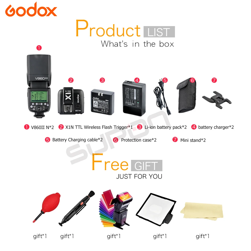Godox V860II-N X-system GN60 i-TTL HSS Flash Speedlite + X1T-N триггер для Nikon d5300 d7200 d3400 d750 d850 d3100 d90 d3300.