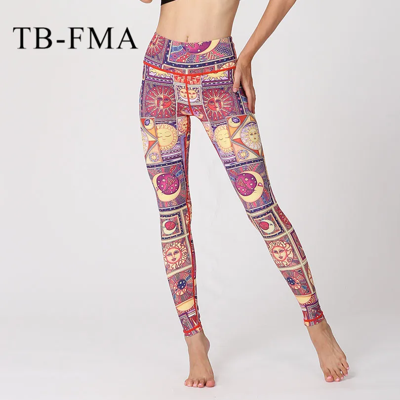 Брюки женские с цветочным принтом спортивная одежда высокой талией