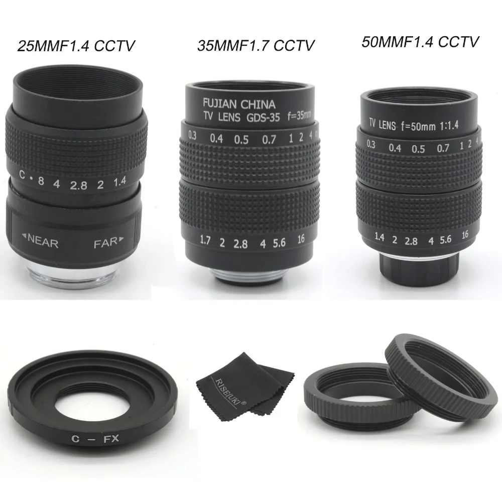 Фуцзянь 25 мм F1.4 CCTV объектив камеры + 35 f1.7 50mmf1. 4 для Fuji Fujifilm X E2 E1 Pro1 X|lens for fuji|fujian 25mm