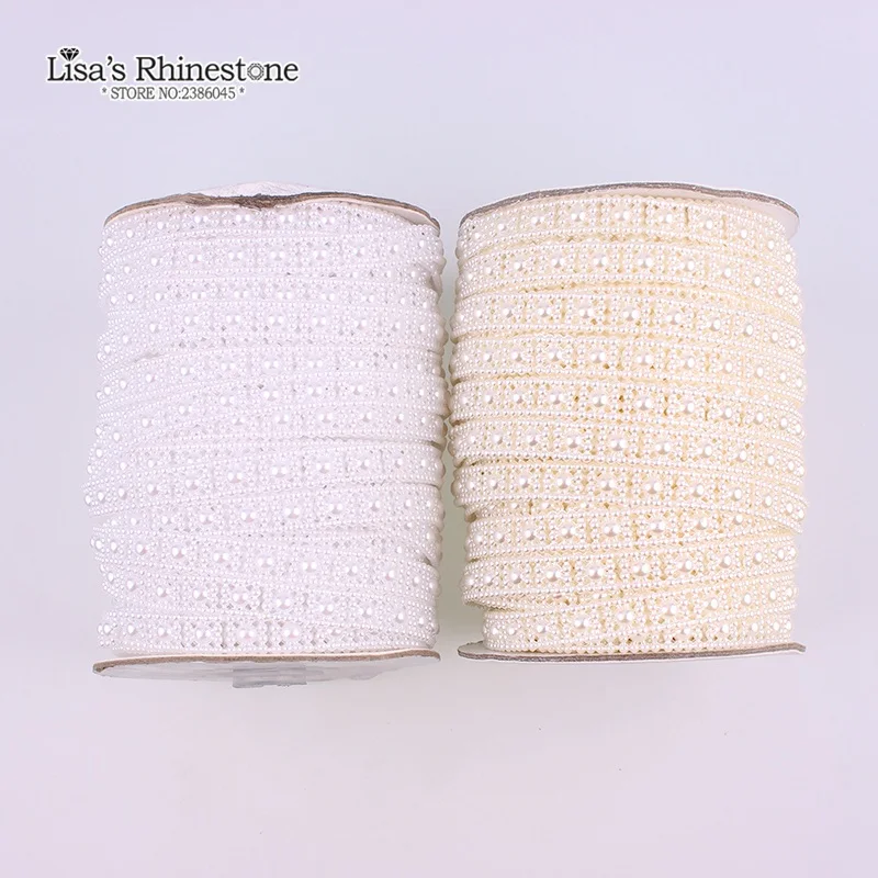 

10mm 25m/lot Lace Square Flat Back Plastic Pearl Chain Connection Beads For DIY Garment Accessories Decoration VX19