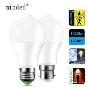 Светодиодный датчик движения PIR Сенсор лампа E27 B22 12Вт 18Вт, Автоматическое включениеOFF светодиодный ночной Светильник человеческого тела Детектор движения ампулы Сенсор