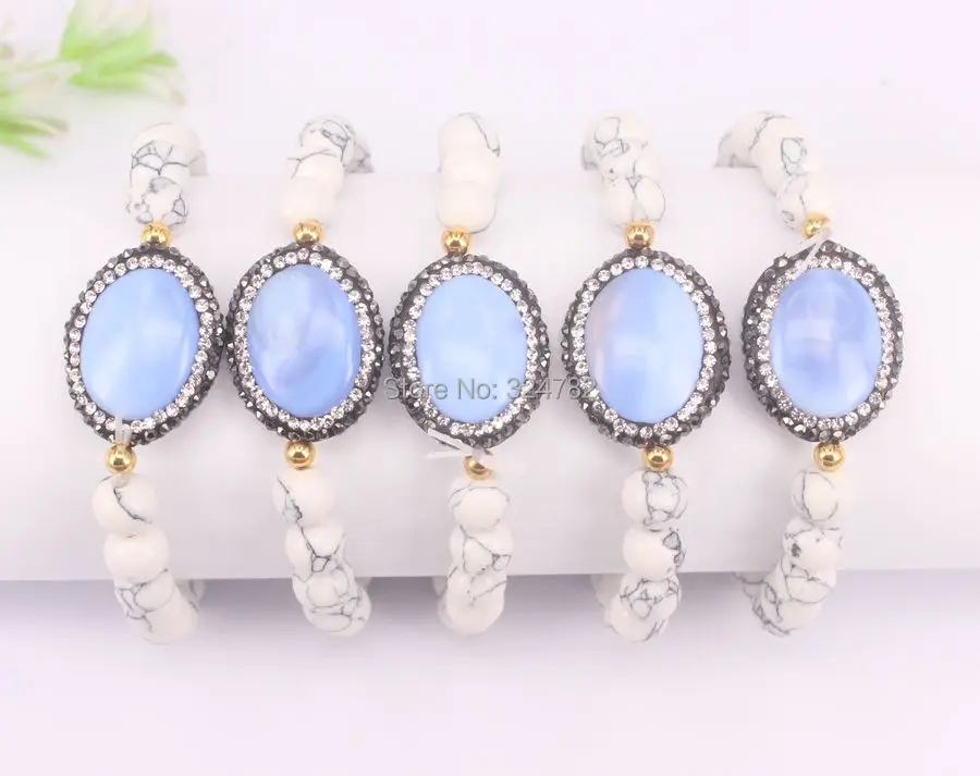 5 прядей Мода 8 мм Ожерелье из белого камня с натуральным камнем бусины браслет