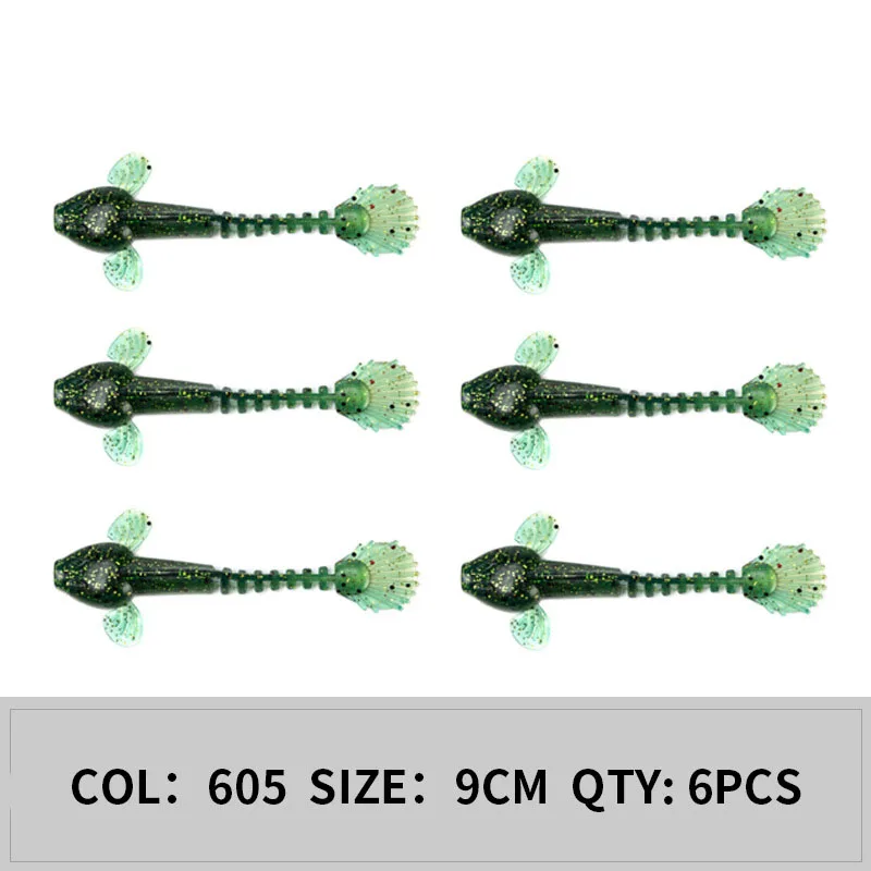 6pcs col 605 6 шт./пакет рыболовные приманки Высокая качественная блесна искусственная поддельная приманка воблеры для рыбалки нахлыстом Силиконовые мягкие приманки рыболовные принадлежности снасти 9 см/5g - Цвет: 6pcs col 605